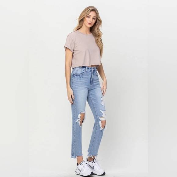 NWT Vervet Jodie 90s Vintage Style Distressed High Rise Wide Leg Dad Jeans Sz 25 - Picture 3 of 12